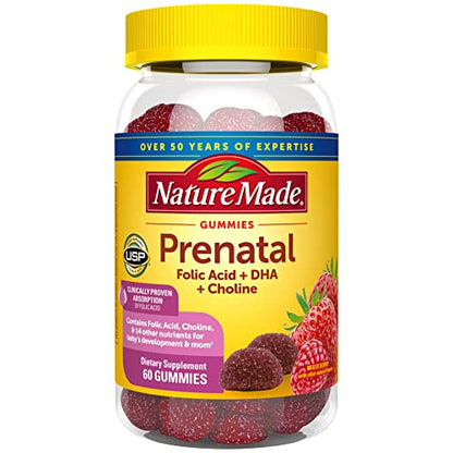 Nature Made Prenatal Gummies with DHA and Folic Acid, Prenatal Vitamin and Mineral Supplement Nature Made