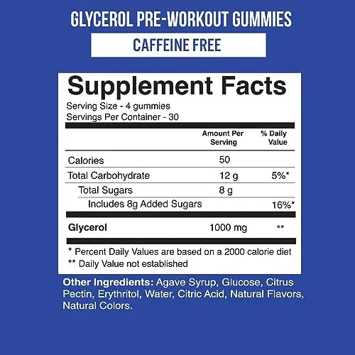 VitaPatch Premium Grade Glycerol Gummies Stim Free Pre Workout - Intense Pump VitaPatch