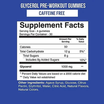 VitaPatch Premium Grade Glycerol Gummies Stim Free Pre Workout - Intense Pump VitaPatch