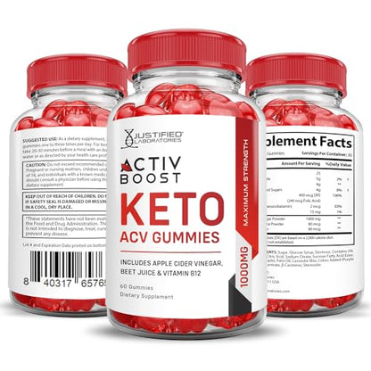 (5 Pack) Activboost Keto ACV Gummies Advanced Formula 1000MG Active Boost Justified Laboratories