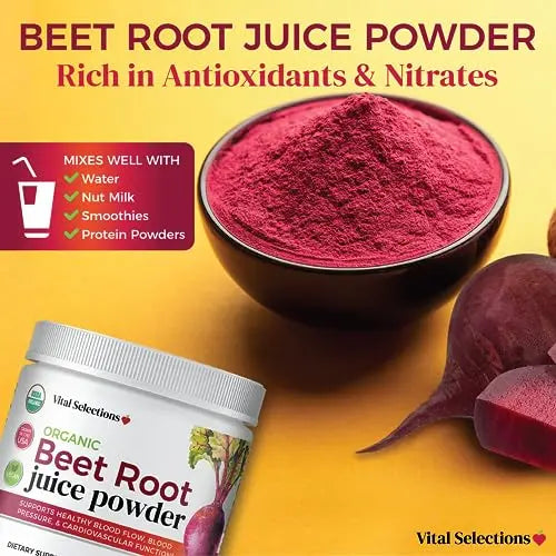 Vital Selections 100% Organic Beet Root Juice Powder, Highest Purity and Potency Vital Selections