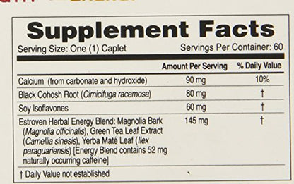 Estroven Maximum Strength + Energy - One Per Day Formula - 60 Caplets Estroven