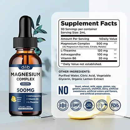 (2 Pack) Magnesium Glycinate, Citrate, Malate Liquid Drops-Triple Magnesium Complex dilib