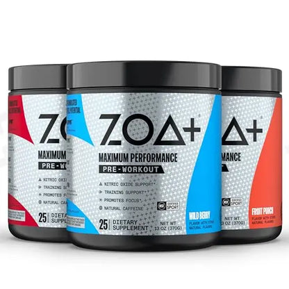 ZOA Pre-Workout Powder Bundle, All Flavors - 75 Servings (3-Pack) ZOA