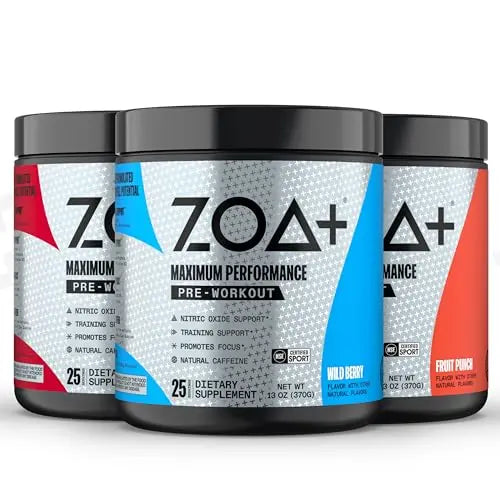 ZOA Pre-Workout Powder Bundle, All Flavors - 75 Servings (3-Pack) ZOA