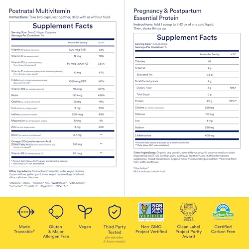 Ritual Postnatal Multivitamin and Protein Duo with Postnatal Vitamins and Organic Vanilla Protein Powder 20g Ritual