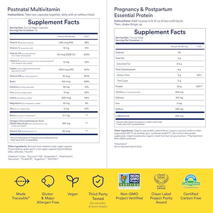 Ritual Postnatal Multivitamin and Protein Duo with Postnatal Vitamins and Organic Vanilla Protein Powder 20g Ritual