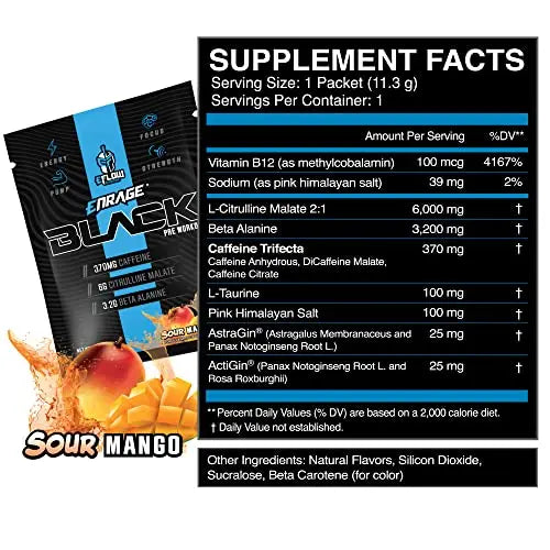eFlow Nutrition ENRAGE Black Preworkout Sample Packs - Travel Packs - High Stim Energy eFlow Nutrition