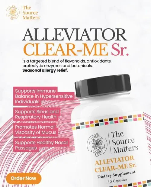 The Source Matters Alleviator Clear-ME SR Seasonal Allergy Relief and Immune Support | Quercetin, Bromelain, Stinging Nettles, NAC, and Vitamin C (40 Capsules) THE SOURCE MATTERS buy supplements Au
