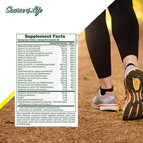 NaturesPlus Source of Life Prenatal - 800 mcg Folate, 180 Vegetarian Tablets Nature's Plus