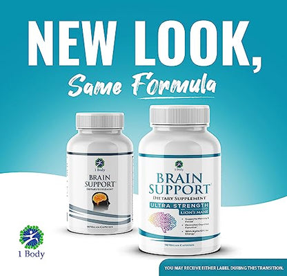 1 Body Brain Support: Twin Pack - 90 Capsules Each - Alpha GPC 1 Body