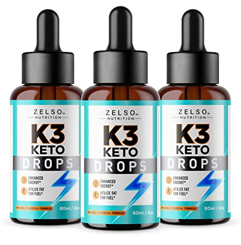 (3 Pack) K3 Keto Drops for Weight Loss - Fat Burner & Metabolism Booster | Advanced Keto ZELSO