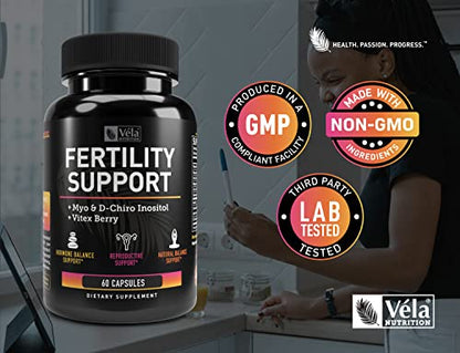 Vela Fertility Support Supplement | + Myo & D-Chiro Inositol + Vitex Berry | Reproductive Support Véla