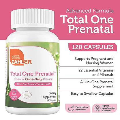 Zahler - Total One Prenatal Vitamins for Women (120 Count) Daily Multi Vitamin Prenatals Zahler