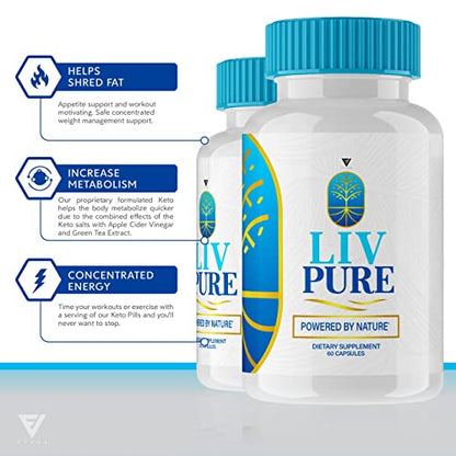 (2 Pack) Liv Pure Loss Pills, Livpure Liver Detox Cleanse Management Capsules Advanced Fyvus
