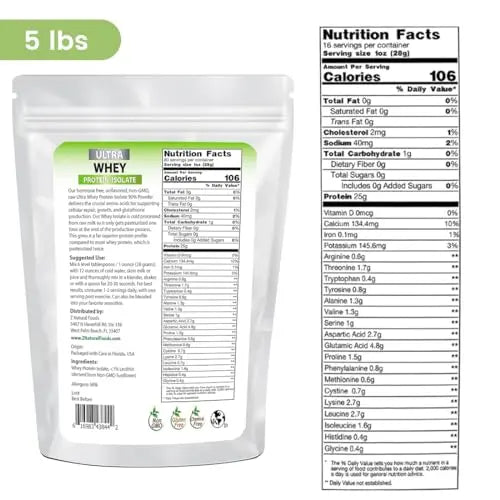 Z Natural Foods Whey Protein Powder Isolate, Unsweetened Protein Powder Enriched Z Natural Foods