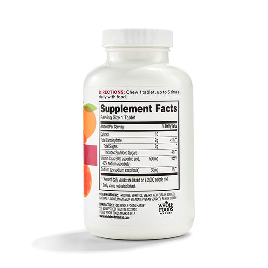 365 by Whole Foods Market, Vitamin C Chewable 500Mg, 100 Tablets 365 by Whole Foods Market