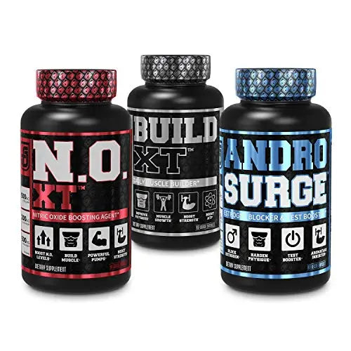 Jacked Factory N.O. XT Nitric Oxide Supplement, Build-XT Muscle Builder, & Androsurge Jacked Factory