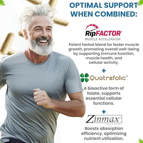 Advanced Muscle Building Supplement for Men with RipFactor, Zinc Picolinate, Vitamin D3 Revival Point