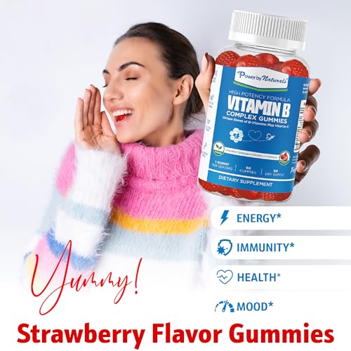 Power By Naturals B Complex Vitamins for Women - 60 Vegan Gummies for Prenatal Support, Energy Boost Power By Naturals