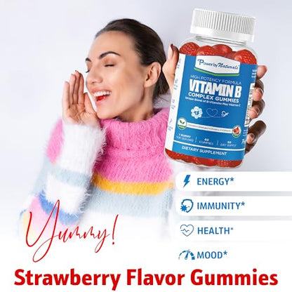 Power By Naturals B Complex Vitamins for Women - 60 Vegan Gummies for Prenatal Support, Energy Boost Power By Naturals
