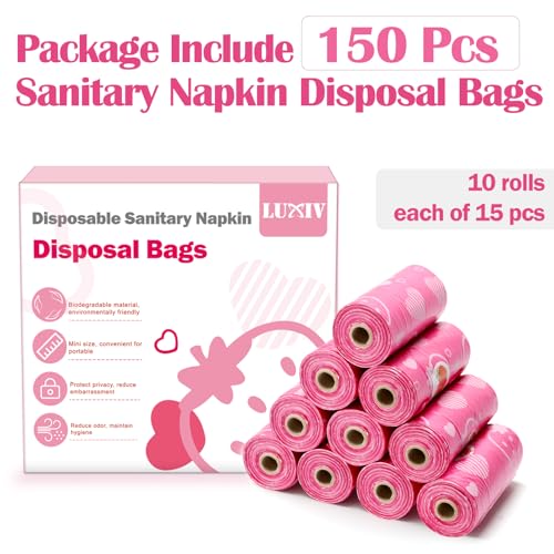 150Pcs Sanitary Napkin Disposal Bags, Luxiv Pink Disposable Sanitary Bag Personal Care Disposal Bags Luxiv