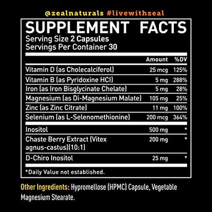 Vela Fertility Support Supplement | + Myo & D-Chiro Inositol + Vitex Berry | Reproductive Support Véla