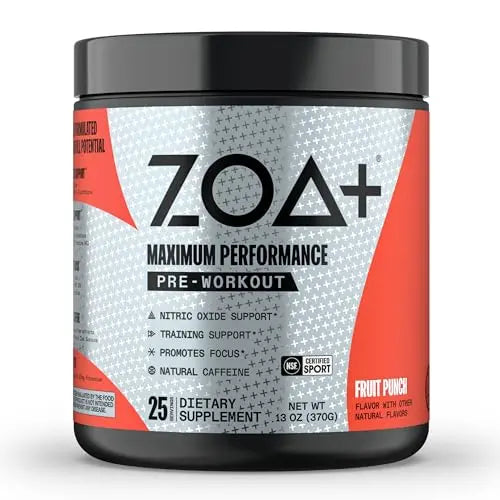 ZOA+ Pre-Workout Powder & Shaker Bottle Bundle, Fruit Punch ZOA