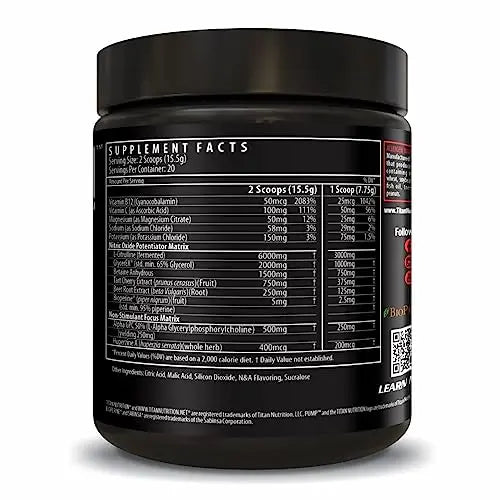 Pump- Nitric Oxide Boosting Stack Stim Free: Loaded with Citruline Malate for Maximum Titan Nutrition