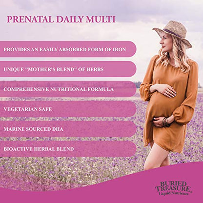 Buried Treasure Prenatal Plus DHA Complete, 16 oz Orange Banana Flavor, High Potency Liquid Buried Treasure