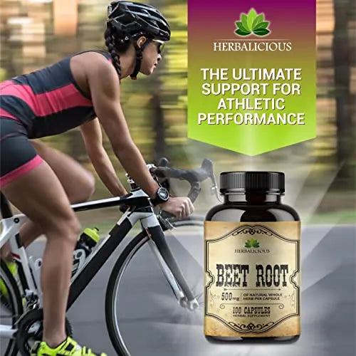 HERBALICIOUS Beet Root Capsules - Herbal Supplement for Athletic Performance HERBALICIOUS