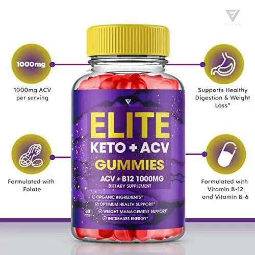 (2 Pack) Elite Keto ACV Gummies AVC, Elite Keto Plus ACV Advanced Weight Loss Gummies Fyvus