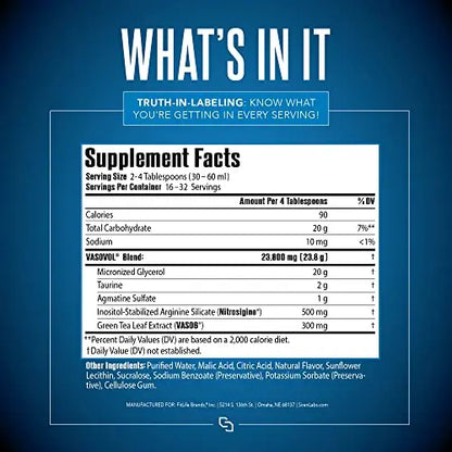 Siren Labs Vaso-VOL Liquid Muscle Pump Volumizer with Agmatine Sulfate - Pre Workout SIRENLABS