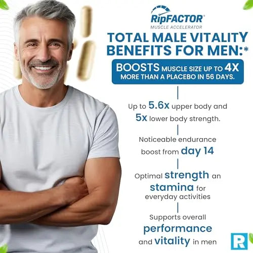 Advanced Muscle Building Supplement for Men with RipFactor, Zinc Picolinate, Vitamin D3 Revival Point