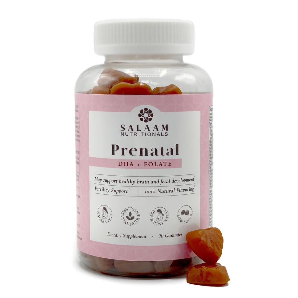Salaam Nutritionals Halal Prenatal Gummy Multivitamins, Low Sugar, 800 mcg Folate, Methylcobalamin Salaam Nutritionals