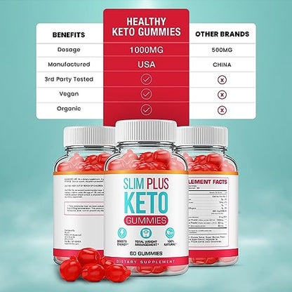 (5 Pack) Slim Plus Keto ACV Gummies - Official - Keto Slim Plus ACV Advanced Weight Loss Rillvo