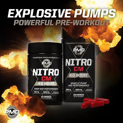 PMD Sports Nitro cm - Nitric Oxide with Agmatine Pre Workout Supplement - Muscle PMD