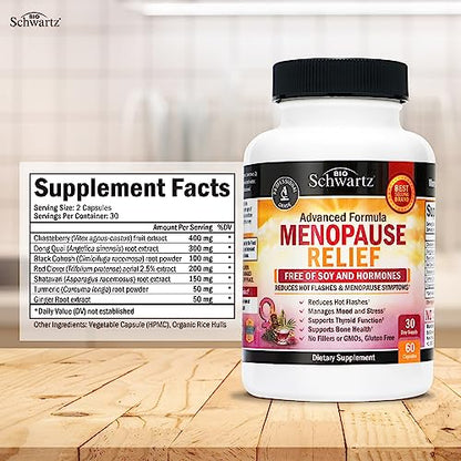 Herbal Menopause Relief for Women - Menopause Support for Mood & Hormone Balance BioSchwartz