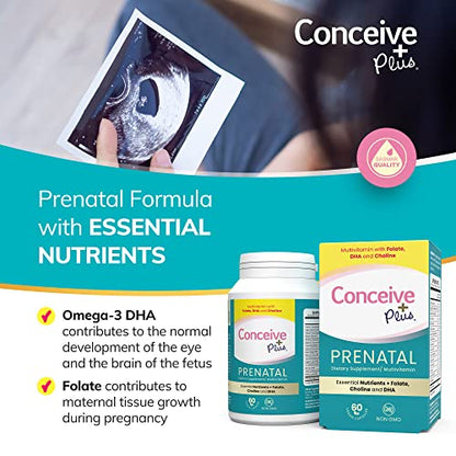 CONCEIVE PLUS Prenatal Vitamins for Women - DHA, Choline + Folate, Healthy Pregnancy CONCEIVE PLUS