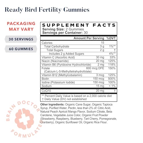 Best Nest Wellness Ready Bird Fertility Gummy Vitamins, Prenatal Multivitamin Gummies Best Nest Wellness
