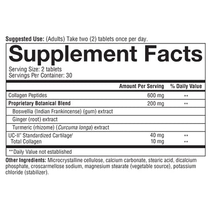 Youtheory Joint Complex with UC-II, 60 Count (1 Bottle) YouTheory