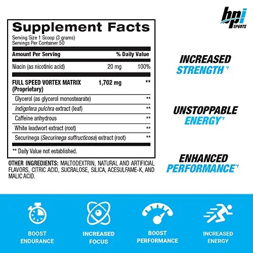 BPI Sports 1.M.R Vortex Pre Workout Powder, Non Habit Forming, Sustained Energy & Nitric BPI Sports