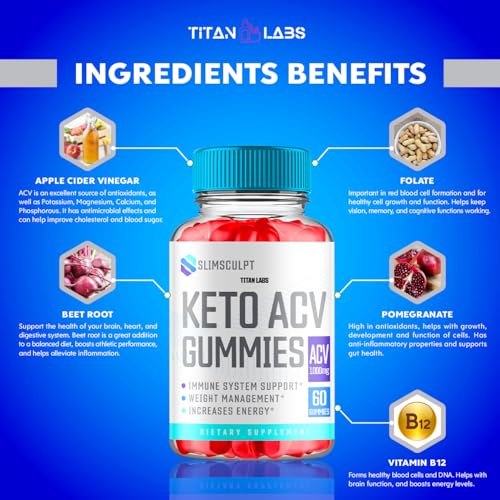 (2 Pack) Slimsculpt Keto ACV Gummies, Slim Sculpt Keto ACV Gummies Advanced Weight Loss 1000MG Titan Labs