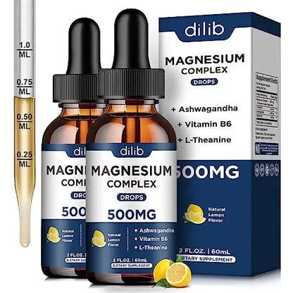 (2 Pack) Magnesium Glycinate, Citrate, Malate Liquid Drops-Triple Magnesium Complex dilib
