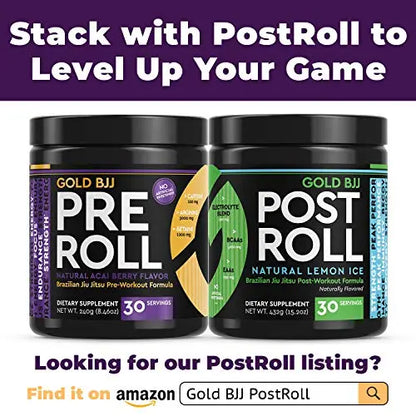 Gold BJJ PreRoll - Jiu Jitsu Pre Workout Supplement for Energy, Focus, and Endurance Gold BJJ
