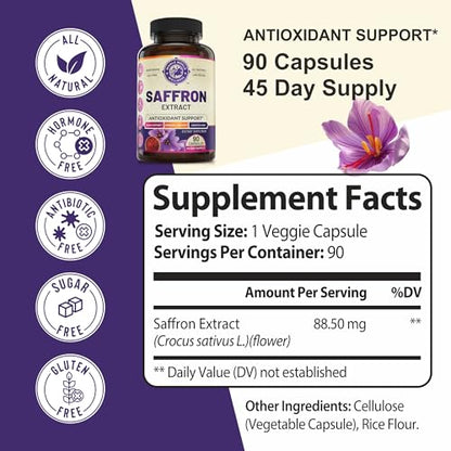 100% Pure Saffron Extract - Metabolism Booster & Natural Appetite Suppressant for Weight Loss WHOLE WORLD WELLNESS
