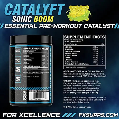 FX Supps Catalyft Pre-Workout Powder Drink for Men & Women, Sonic Boom | Dietary FXSUPPS