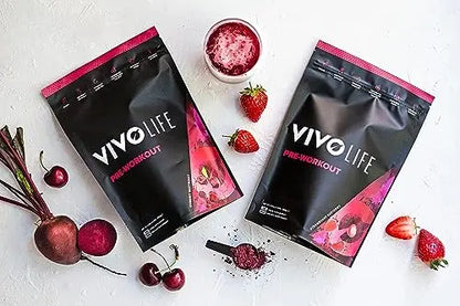 Vivo life - Pre-Workout Energy Drink Supplement, Improve Performance, Guarana Natural Vivo life
